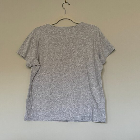 Embroidered Flower Short Sleeve Round Neck Gray T-shirt XL - Picture 2 of 4